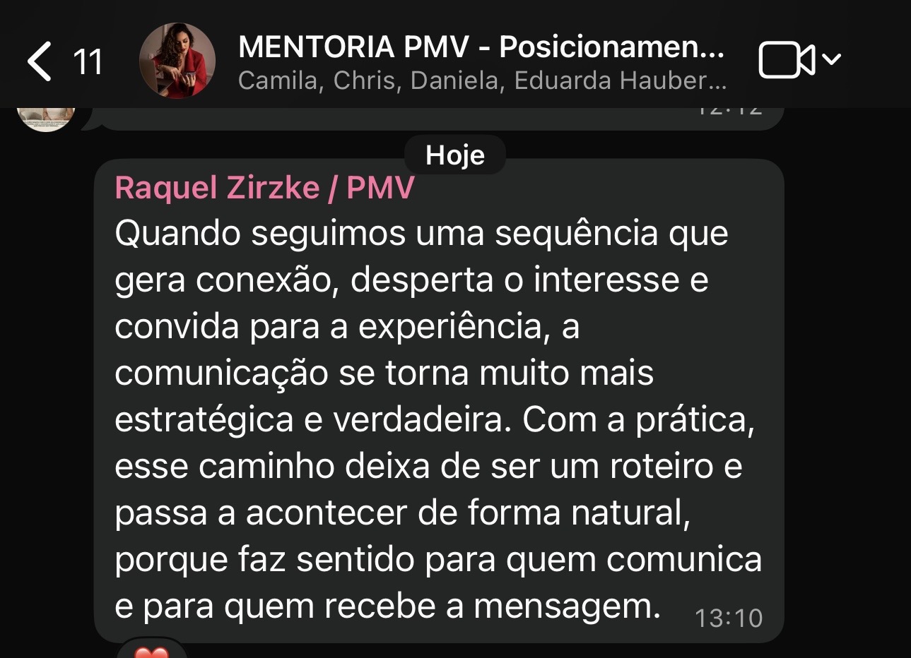 Depoimento de aluna PMV 1